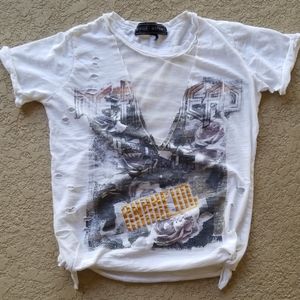 ❤️‍🔥SOLD❤️‍🔥Polly & Ester Metal Head tee with holes